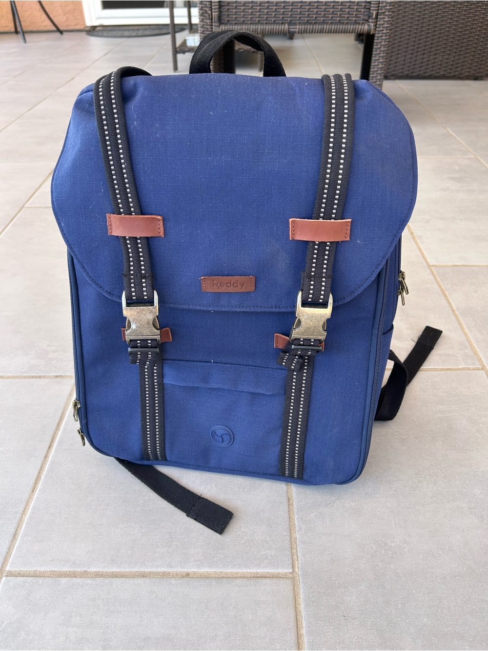 Reddy Navy Canvas Backpack with Contrast Straps